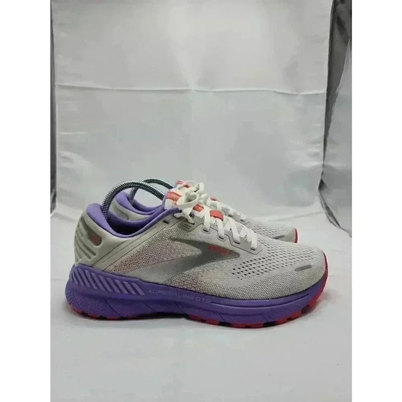 Brooks Shoes - Brooks Womens Adrenaline GTS 22 Road Running Shoes White Coral Purple Size 9.5